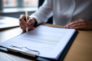 document-legal-stylo-bureau-flou
